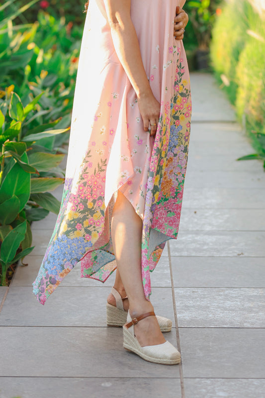 Peach Bloom Asymmetrical Dress