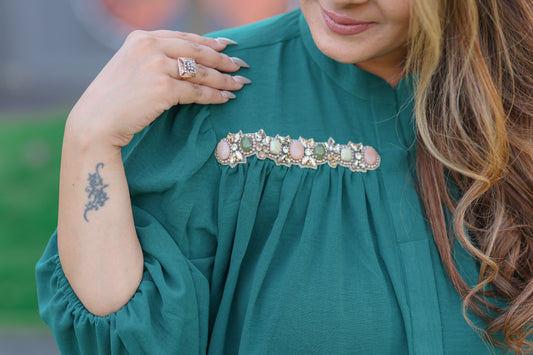 Green Stone Embellished Coord Set