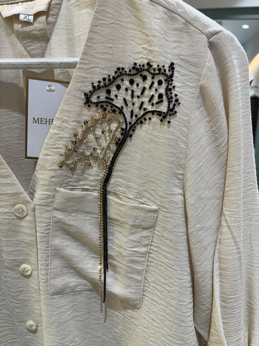 Ivory Chain Embellished Top