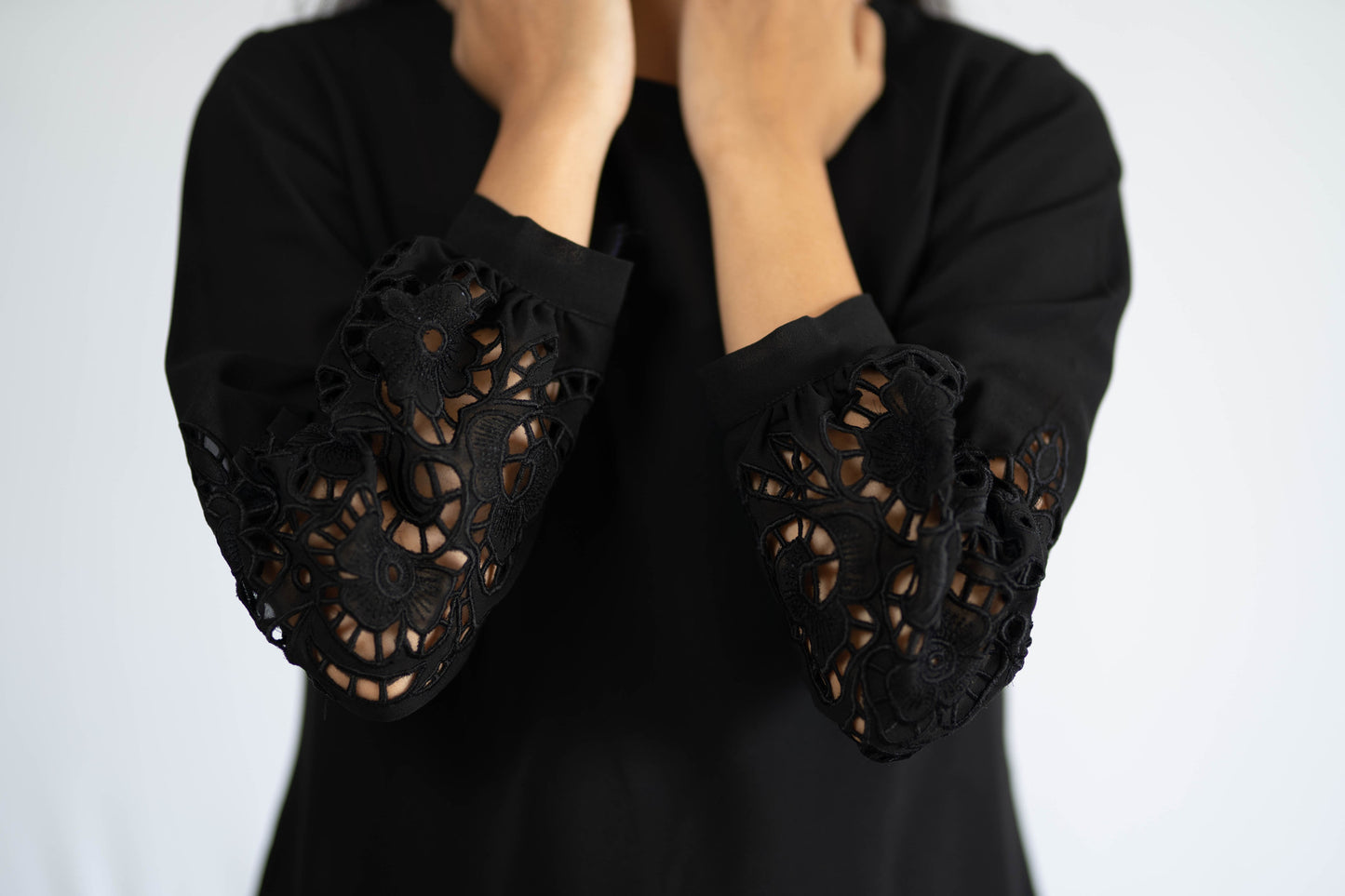 Black Cutwork Flora Top