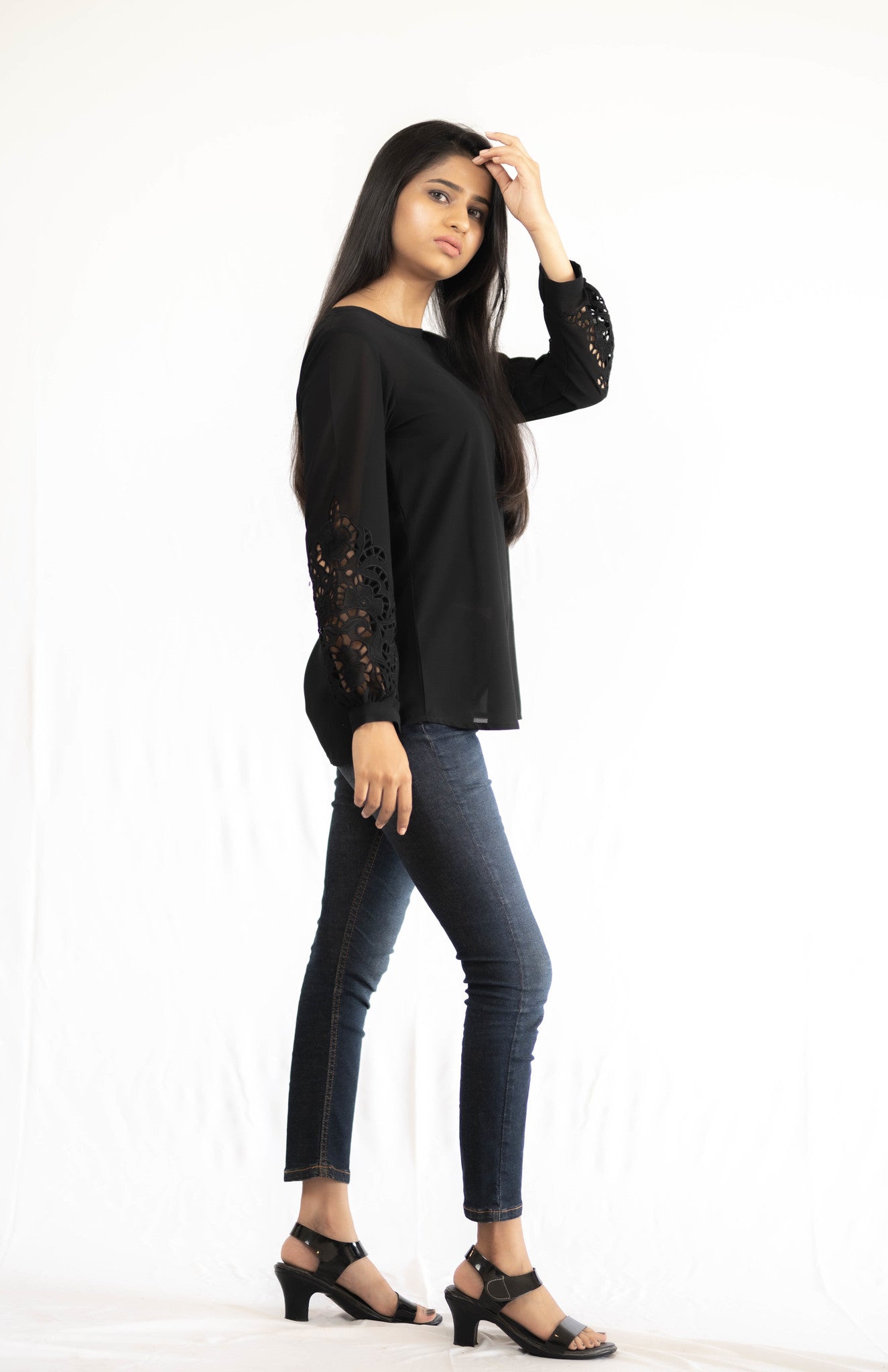 Black Cutwork Flora Top