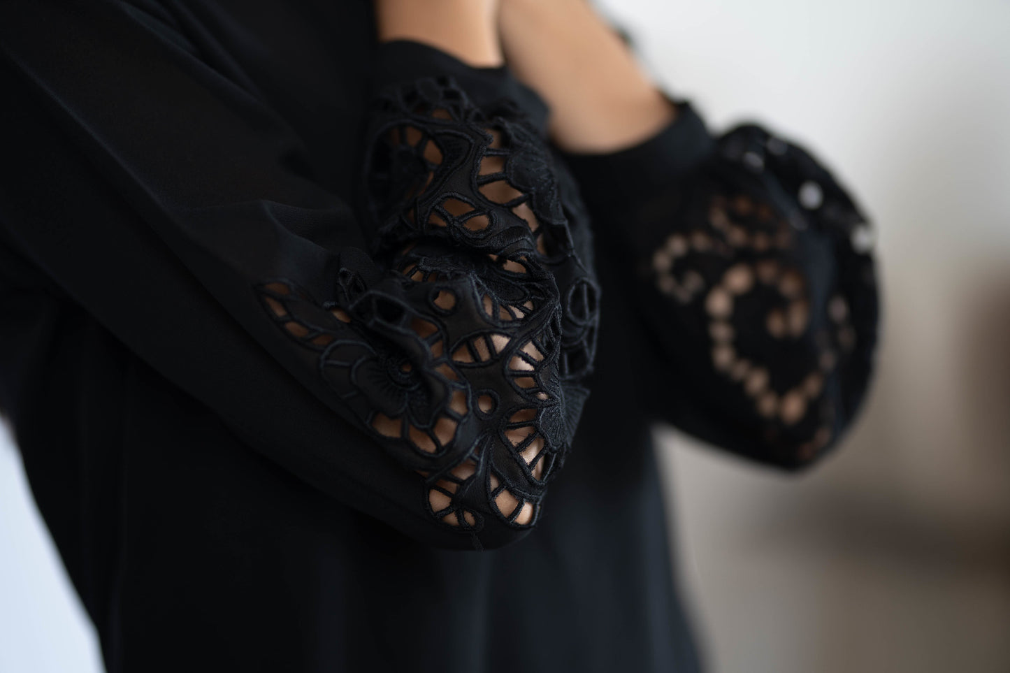 Black Cutwork Flora Top
