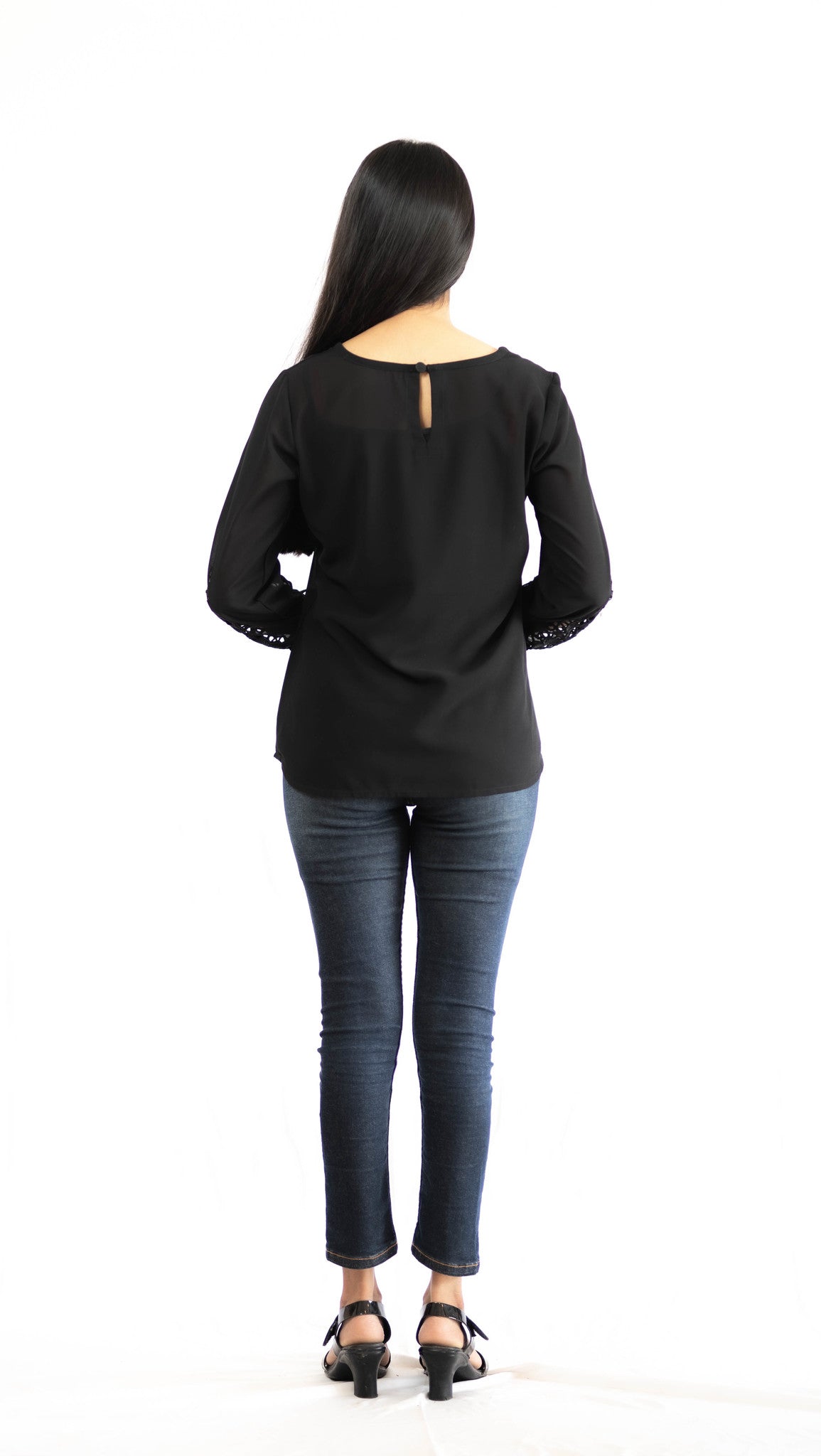 Black Cutwork Flora Top