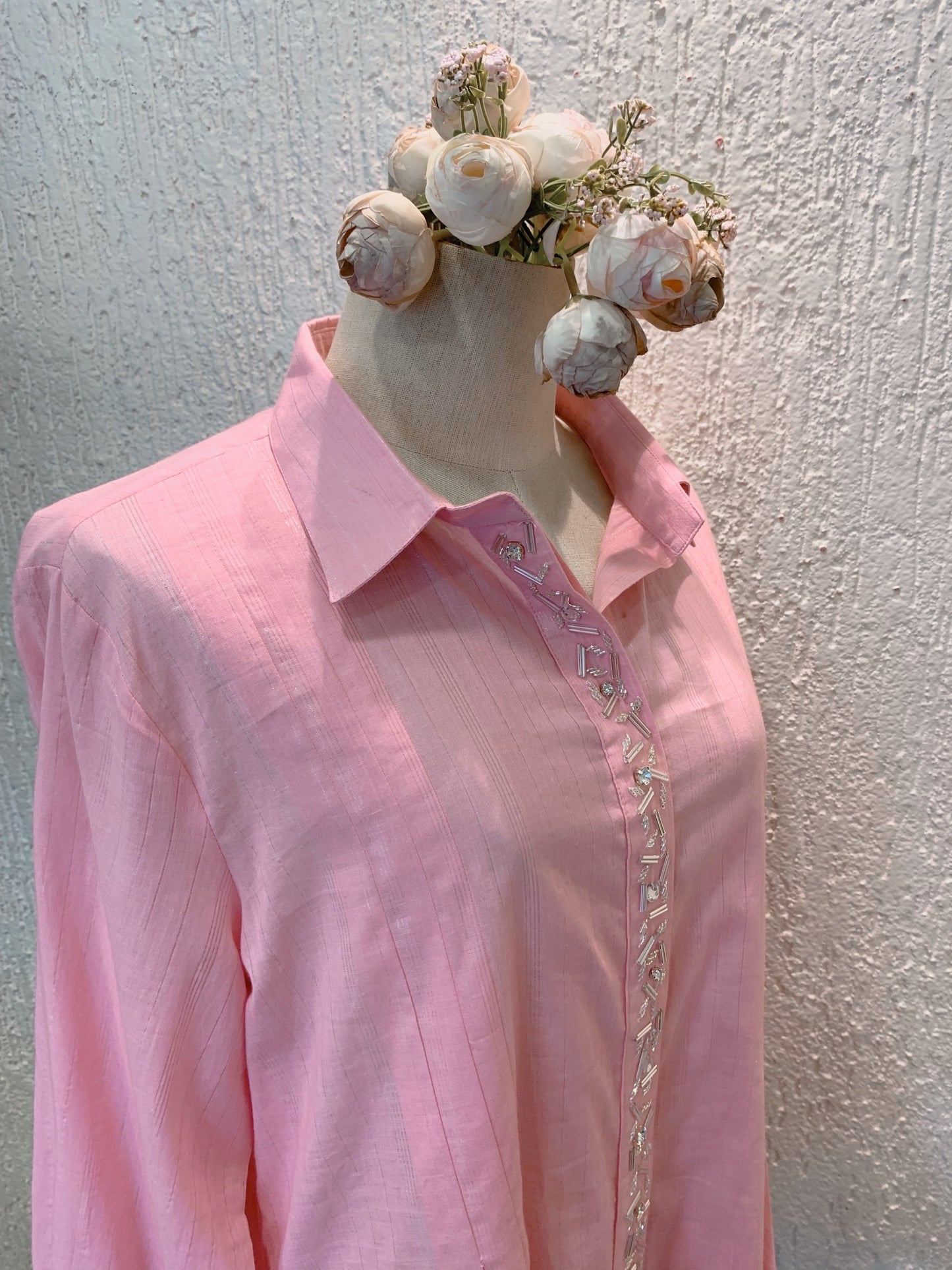 Candy Pink Pleated Shirt