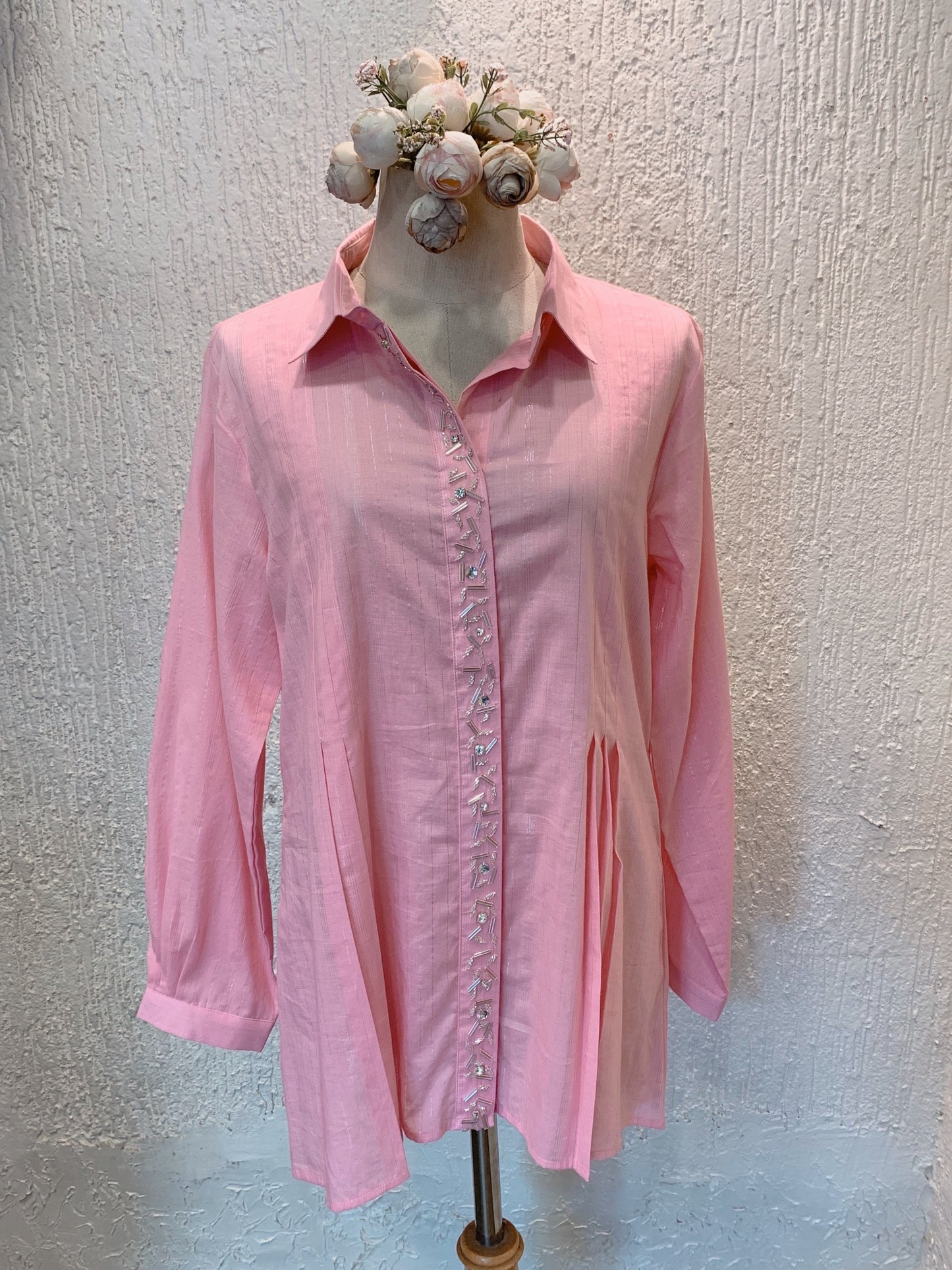 Candy Pink Pleated Shirt