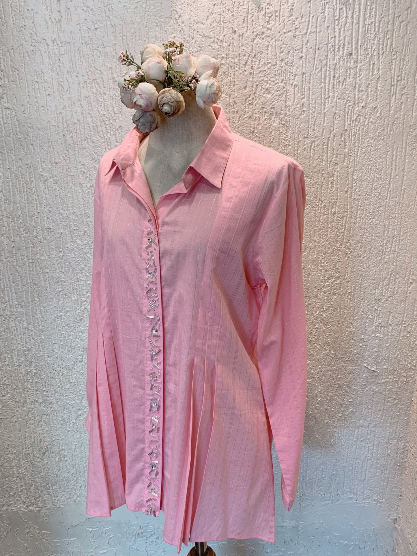 Candy Pink Pleated Shirt