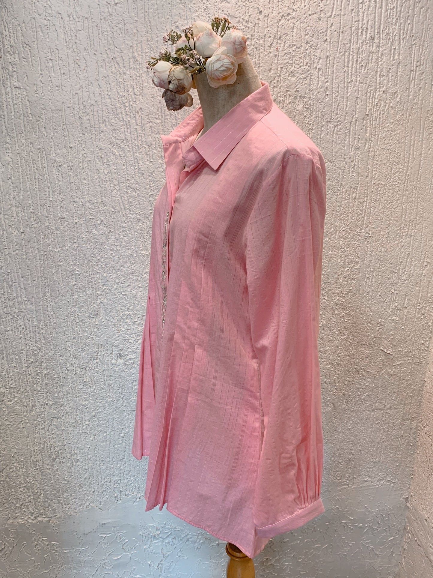 Candy Pink Pleated Shirt