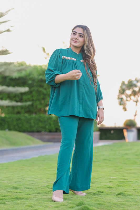 Green Stone Embellished Coord Set