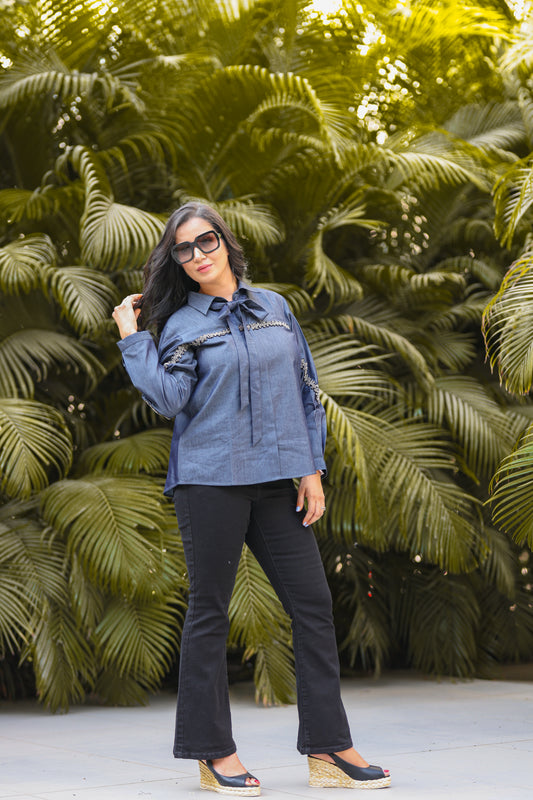 Denim Bow Shirt