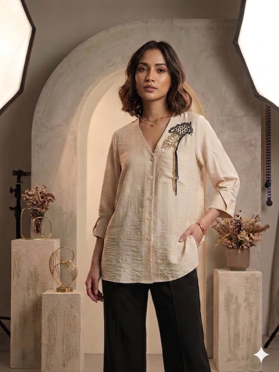 Ivory Chain Embellished Top