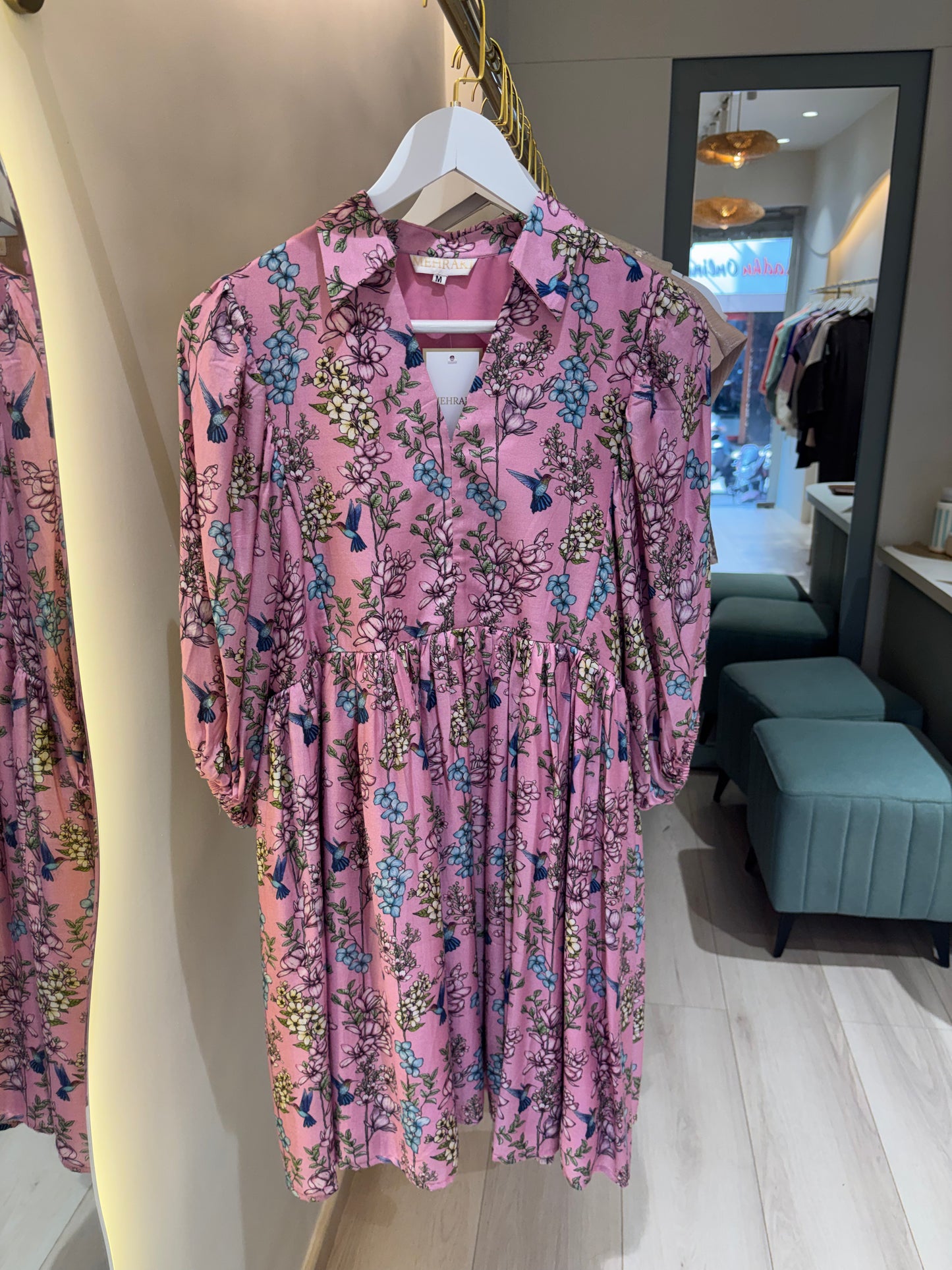 Hummingbird Muslin Silk Dress