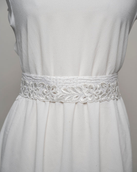 White Floral Cut Out Belt