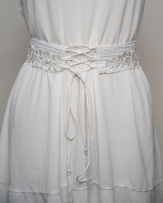 White Floral Cut Out Belt